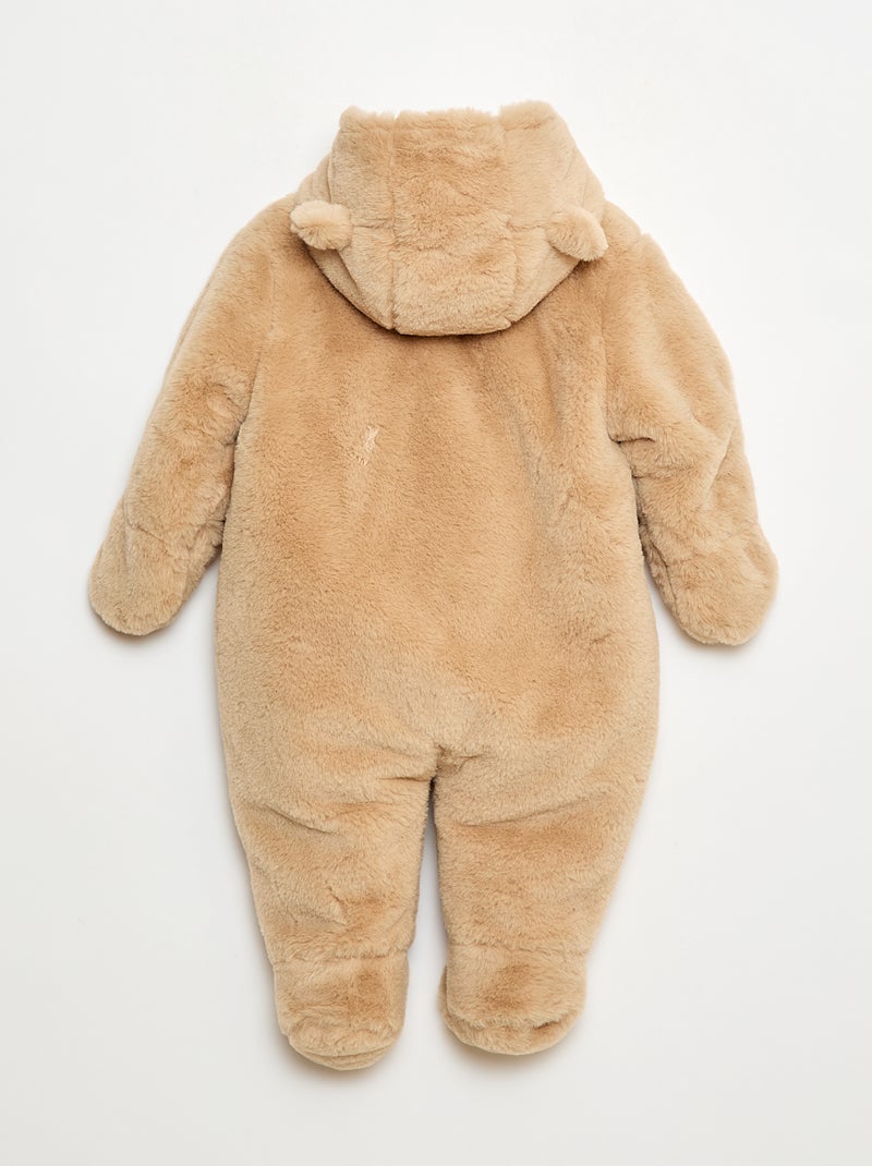 Combipilote à capuche effet pelucheux Beige - Kiabi