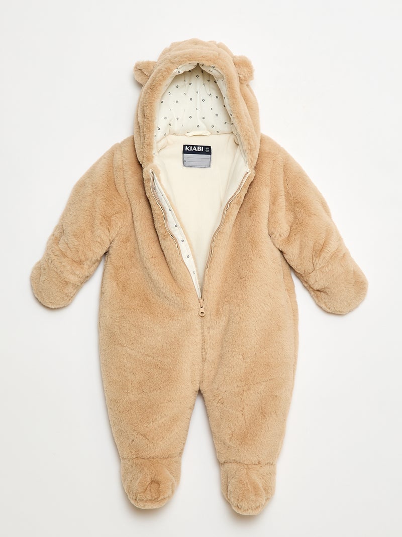 Combipilote à capuche effet pelucheux Beige - Kiabi