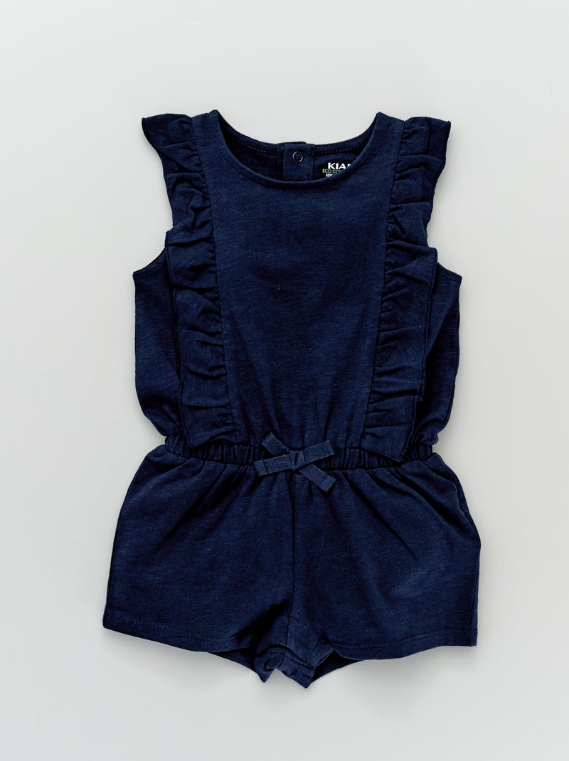 Combishort à volants en jersey Bleu marine - Kiabi