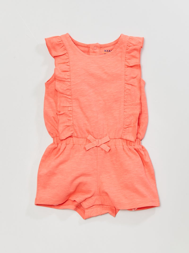 Combishort à volants en jersey rose - Kiabi