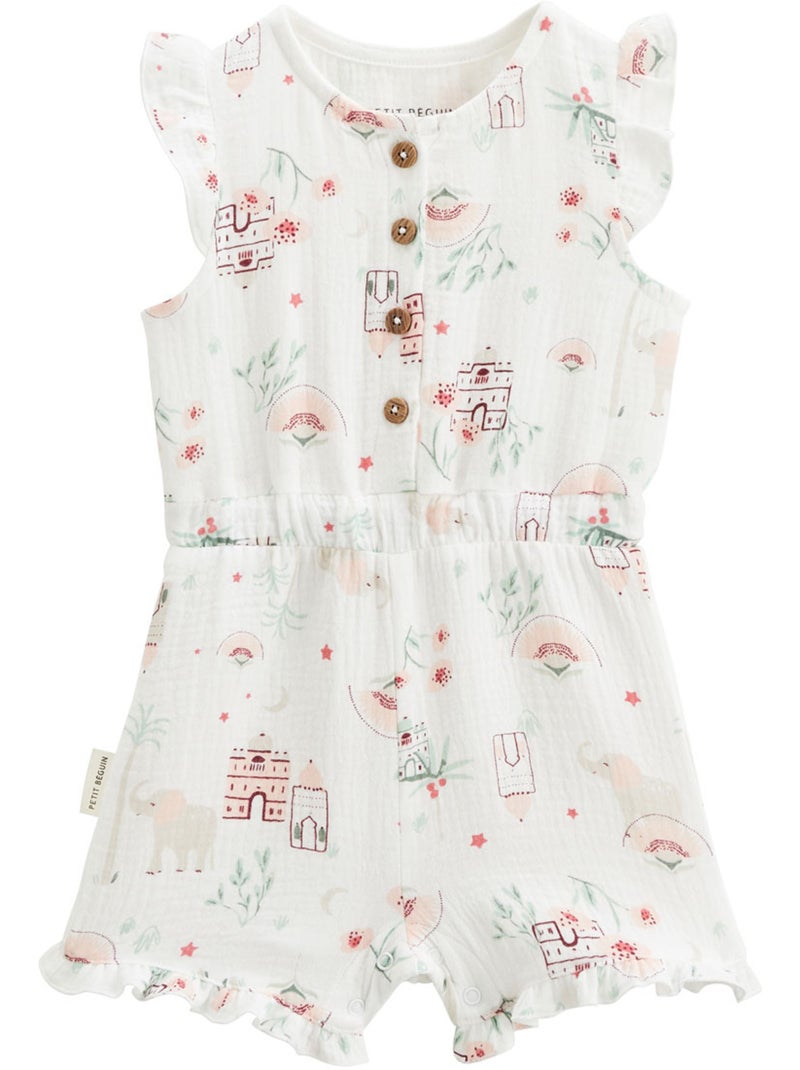 Combishort b?b? + chapeau en gaze de coton Arya Ecru - Kiabi