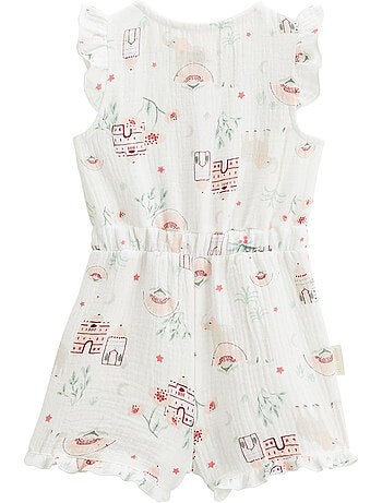 Combishort bébé + chapeau en gaze de coton Arya