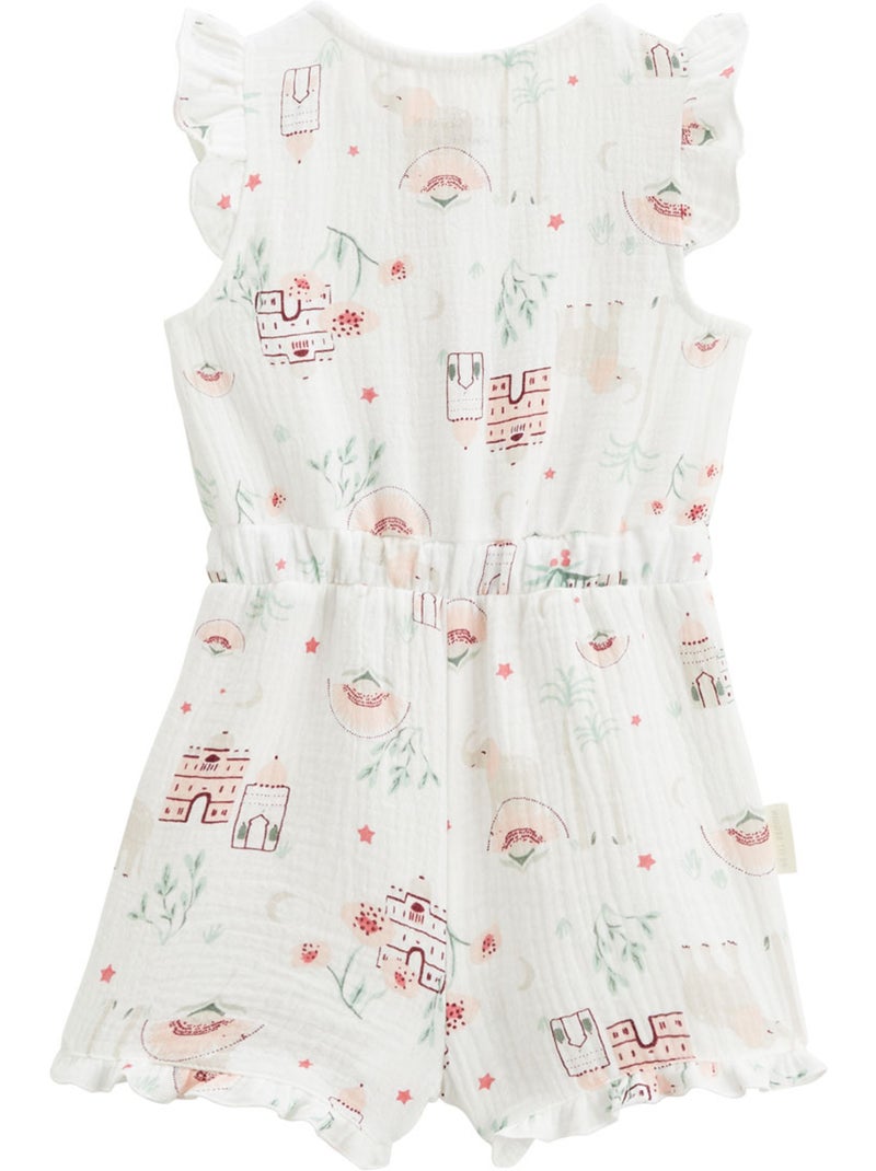 Combishort bébé + chapeau en gaze de coton Arya Ecru - Kiabi