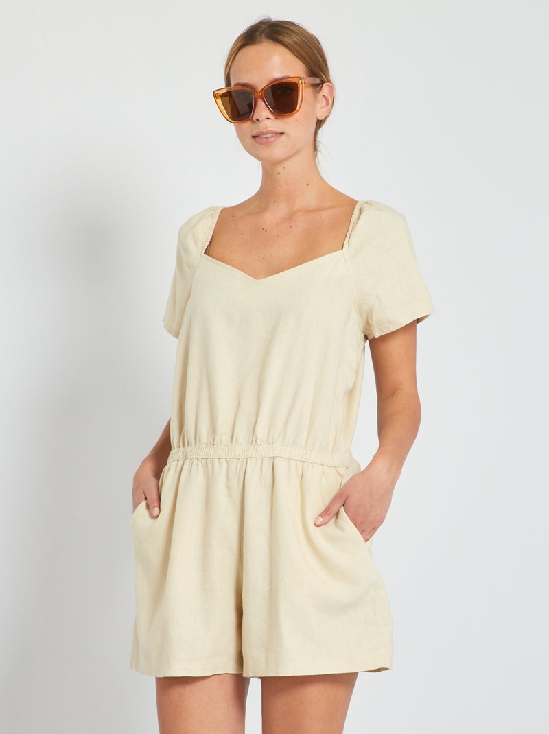 Combishort col cœur beige - Kiabi