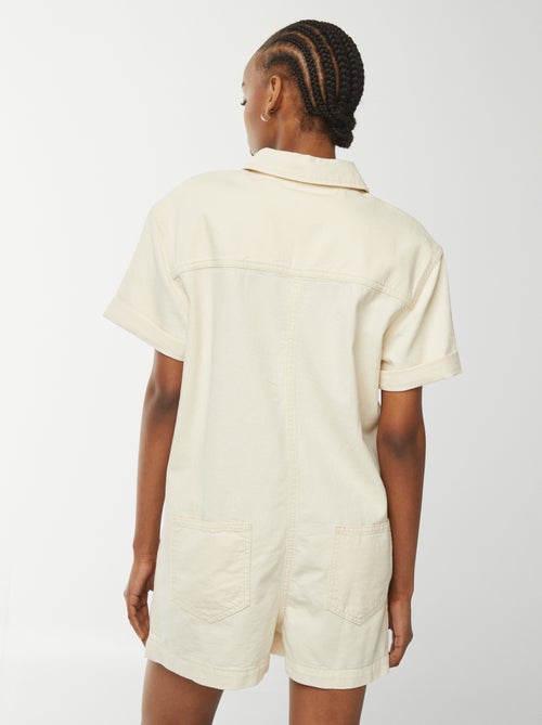 Combishort court en denim à pressions - Kiabi