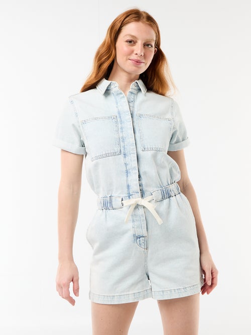 Combishort en denim - Kiabi