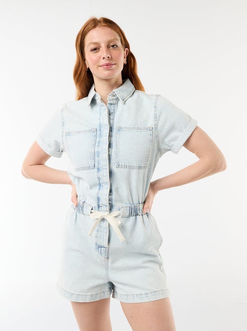 Combishort en denim - Kiabi