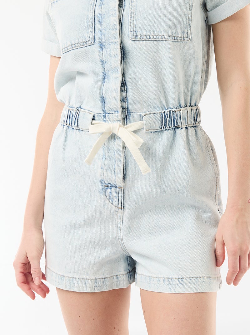 Combishort en denim Bleu - Kiabi