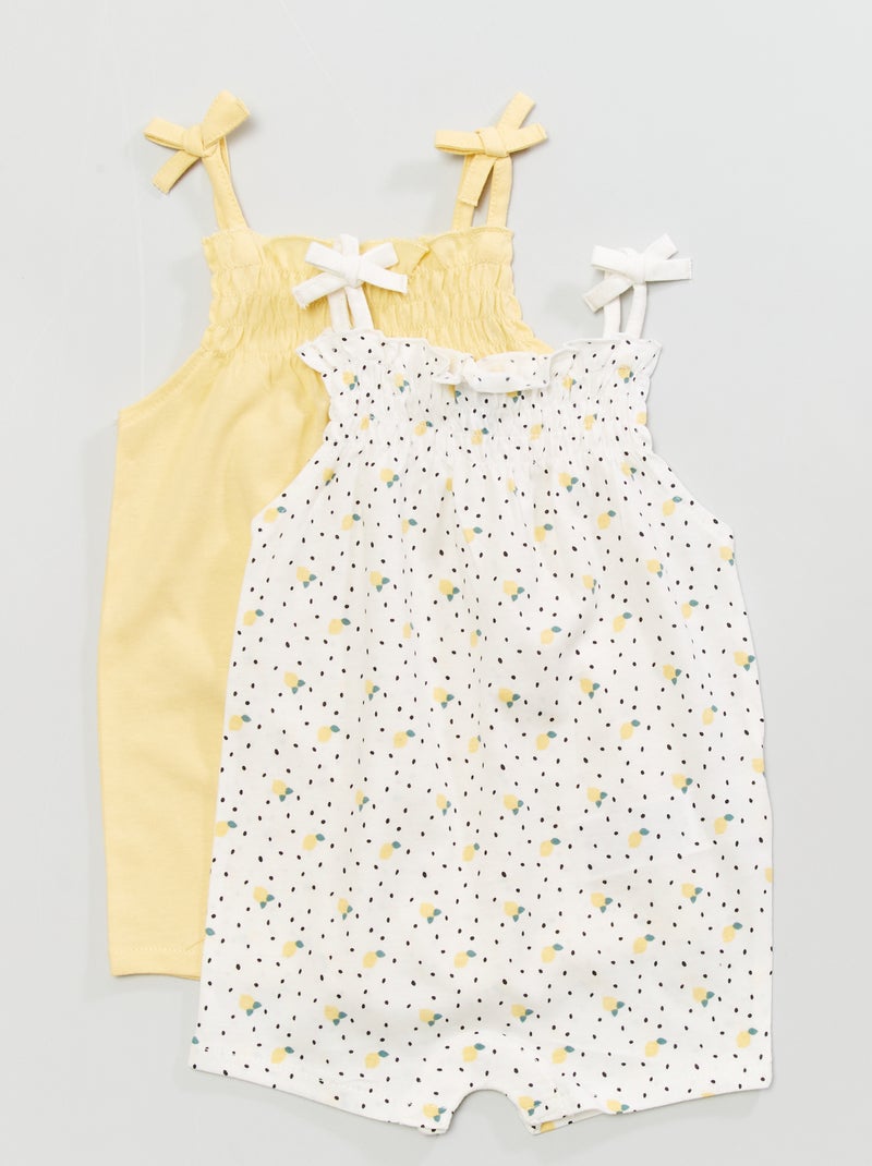 Combishort en jersey - 2 pièces Blanc/jaune - Kiabi