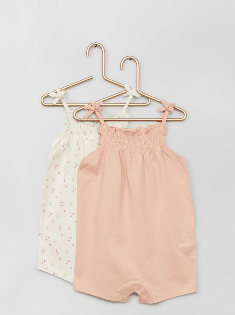Combishort en jersey - 2 pièces Blanc/Rose - Kiabi