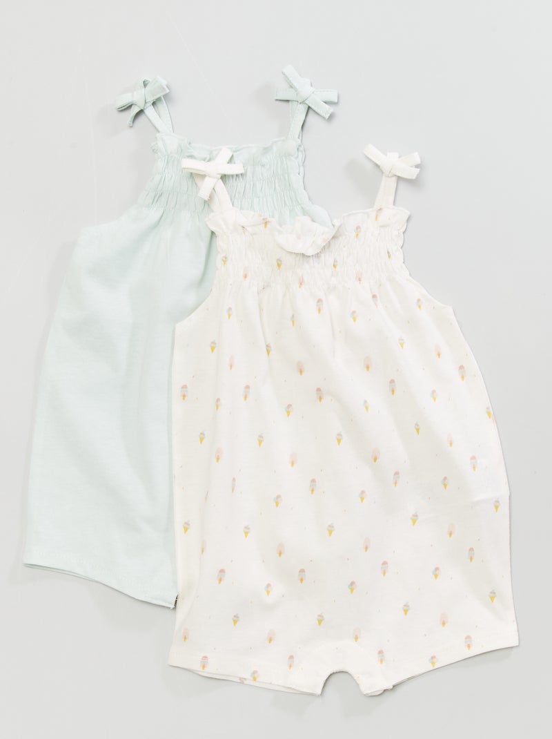 Combishort en jersey - 2 pièces Vert/blanc - Kiabi
