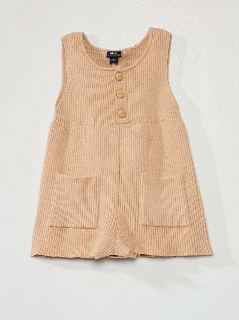 Combishort en maille côtelée Beige - Kiabi