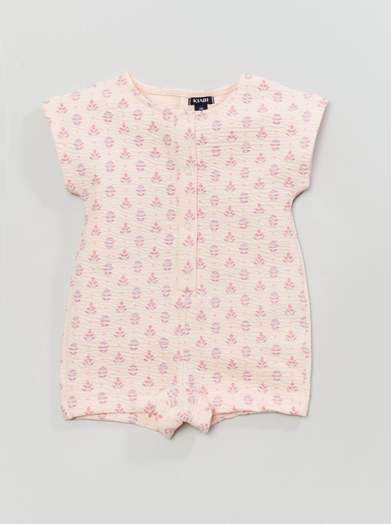 Combishort en maille crêpée Rose - Kiabi