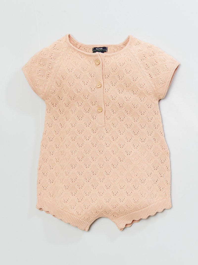 Combishort en maille fantaisie Beige - Kiabi