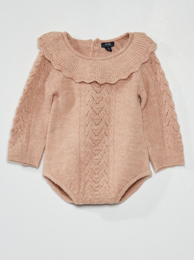 Combishort en maille fantaisie Beige - Kiabi