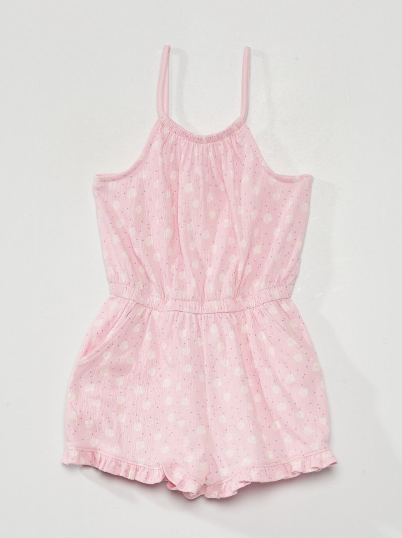 Combishort en maille ondulée avec imprimé Rose - Kiabi