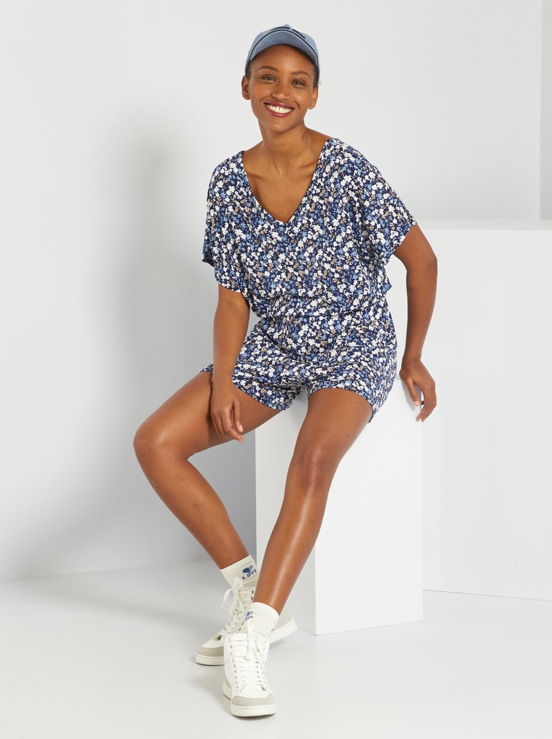 Combishort fantaisie 'Jacqueline de Yong' Bleu 'fleurs' - Kiabi