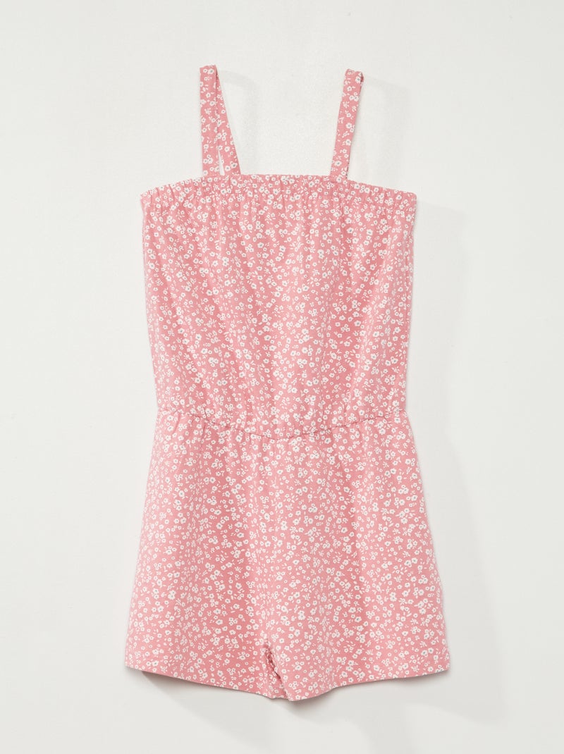 Combishort 'fleurie' en maille jersey rose - Kiabi