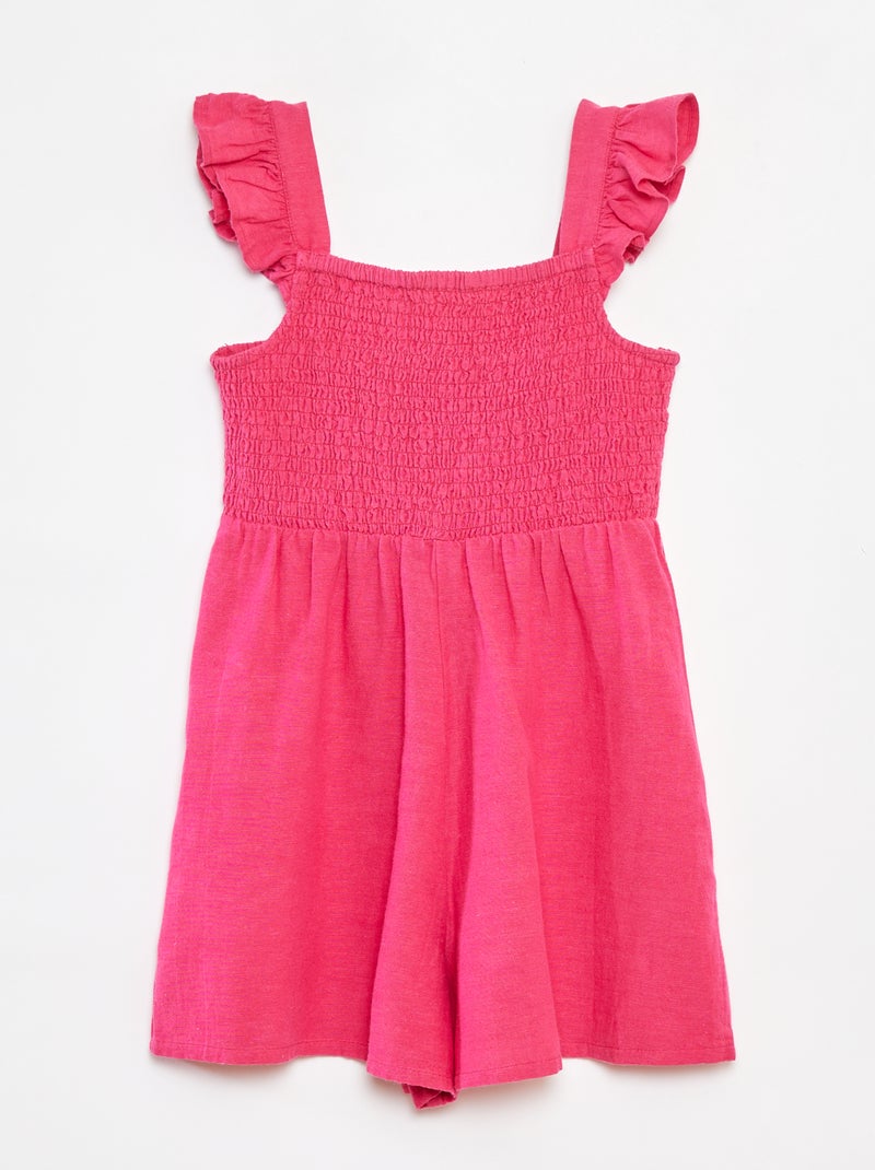 Combishort volantée en lin mélangé Rose - Kiabi