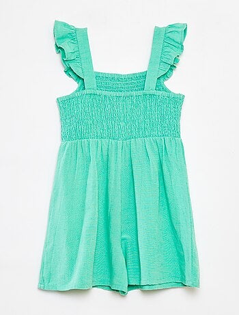 Combishort volantée en lin mélangé