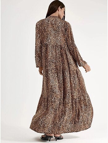 Comfort fit maxi-jurk met luipaardprint hiccup