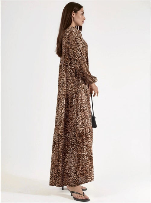 Comfort fit maxi-jurk met luipaardprint hiccup - Kiabi