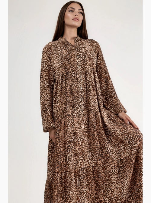 Comfort fit maxi-jurk met luipaardprint hiccup - Kiabi