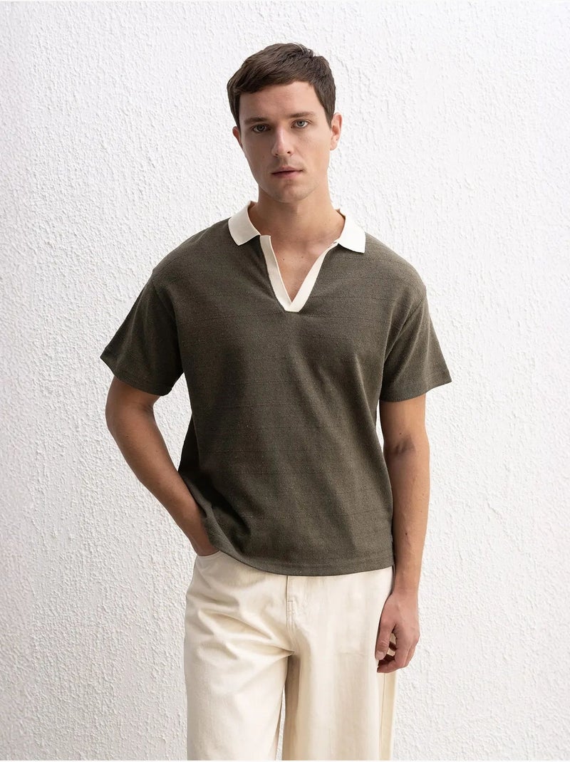 Comfort fit polo-t-shirt giesto Kaki - Kiabi