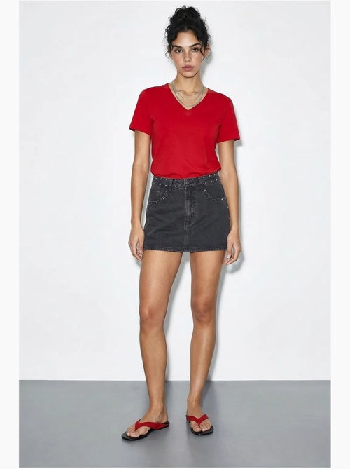 Comfort fit v-hals gekamd katoenen t-shirt lucci - Kiabi
