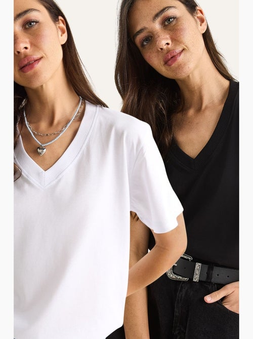 Comfort fit v-hals gekamd katoenen t-shirt lucci - Kiabi