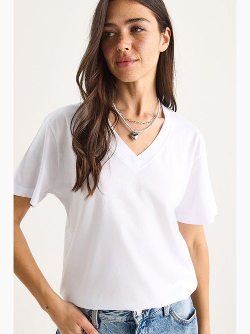 Comfort fit v-hals gekamd katoenen t-shirt lucci - Kiabi