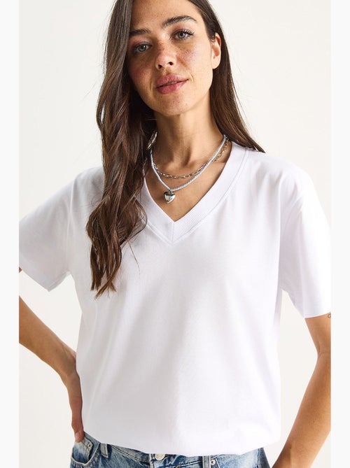 Comfort fit v-hals gekamd katoenen t-shirt lucci - Kiabi
