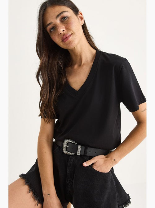 Comfort fit v-hals gekamd katoenen t-shirt lucci - Kiabi