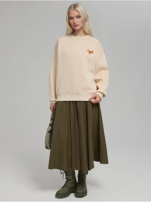 Comfort sweatshirt met ronde hals met verhoogd geborduurd dierenpatroon hiccup - Kiabi