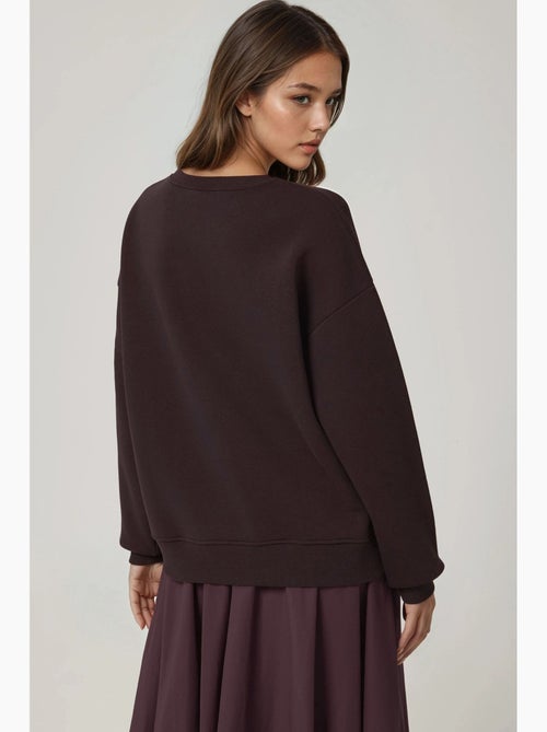 Comfort sweatshirt met ronde hals met verhoogd geborduurd dierenpatroon hiccup - Kiabi