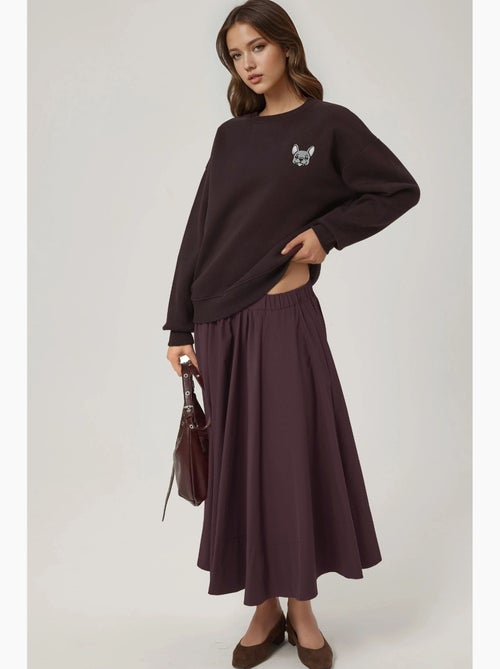 Comfort sweatshirt met ronde hals met verhoogd geborduurd dierenpatroon hiccup - Kiabi