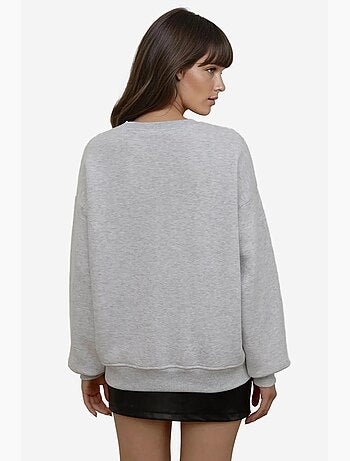 Comfort sweatshirt met ronde hals met verhoogd geborduurd dierenpatroon hiccup