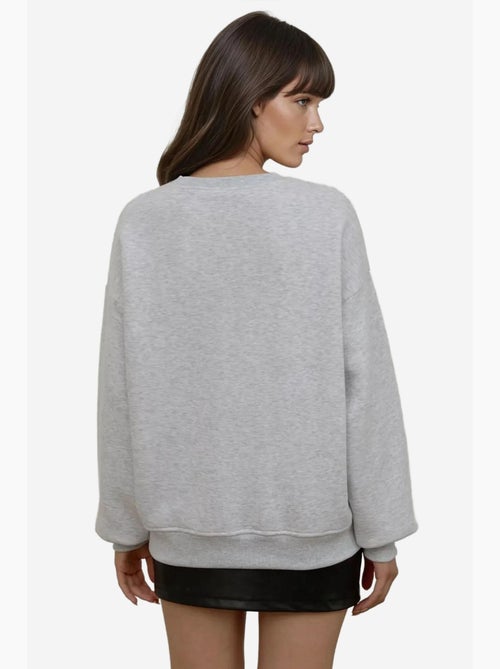 Comfort sweatshirt met ronde hals met verhoogd geborduurd dierenpatroon hiccup - Kiabi