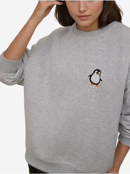 Comfort sweatshirt met ronde hals met verhoogd geborduurd dierenpatroon hiccup - Kiabi