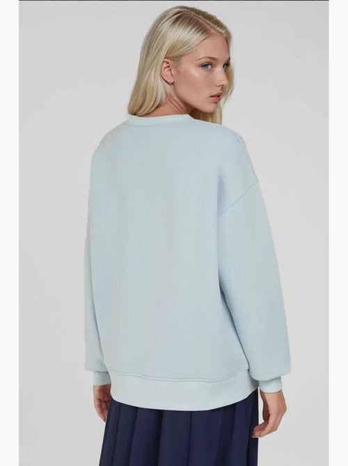 Comfort sweatshirt met ronde hals met verhoogd geborduurd dierenpatroon hiccup - Kiabi