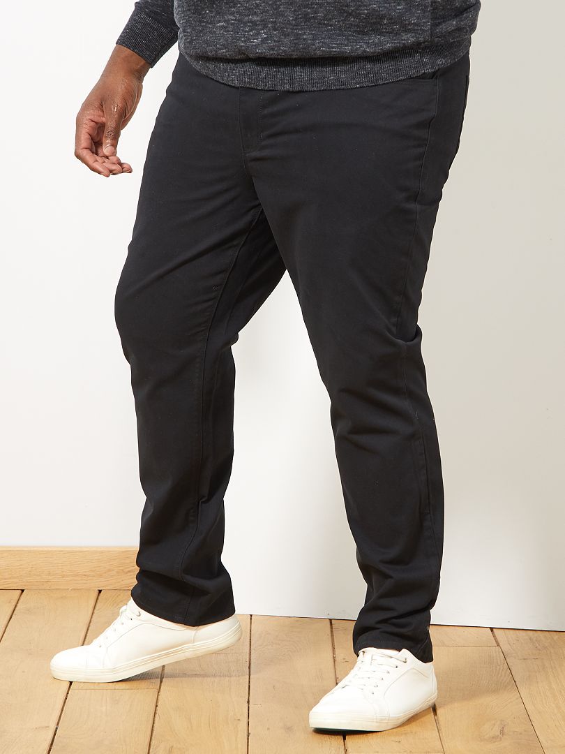 Comfortabele broek van gabardine zwart - Kiabi
