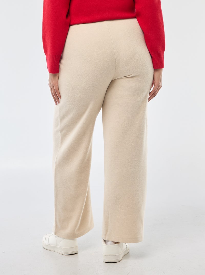 Comfortabele broek van ribstof Biege - Kiabi