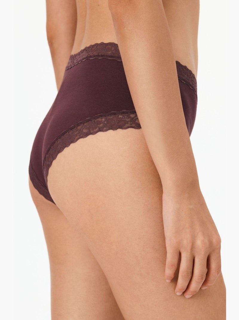 Comfortabele katoenen hipster slip penti Bordeauxrood - Kiabi