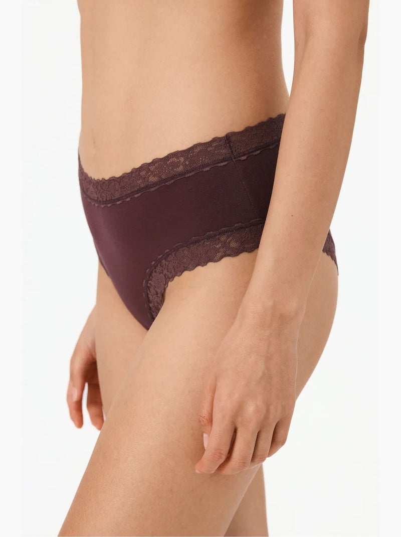 Comfortabele katoenen hipster slip penti Bordeauxrood - Kiabi