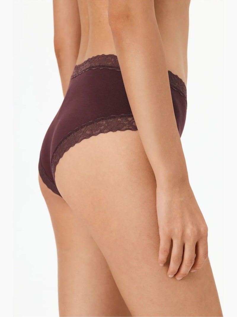 Comfortabele katoenen hipster slip penti Bordeauxrood - Kiabi