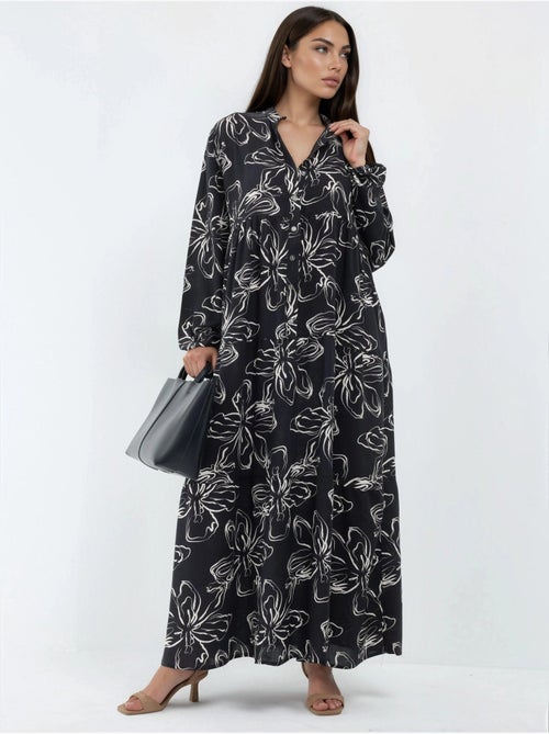 Comfortabele maxi-jurk met patroon hiccup - Kiabi Comfortabele maxi-jurk met patroon hiccup - Kiabi