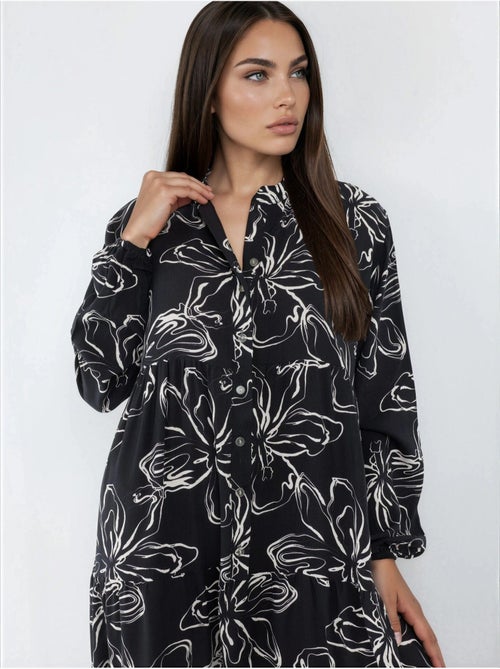 Comfortabele maxi-jurk met patroon hiccup - Kiabi Comfortabele maxi-jurk met patroon hiccup - Kiabi