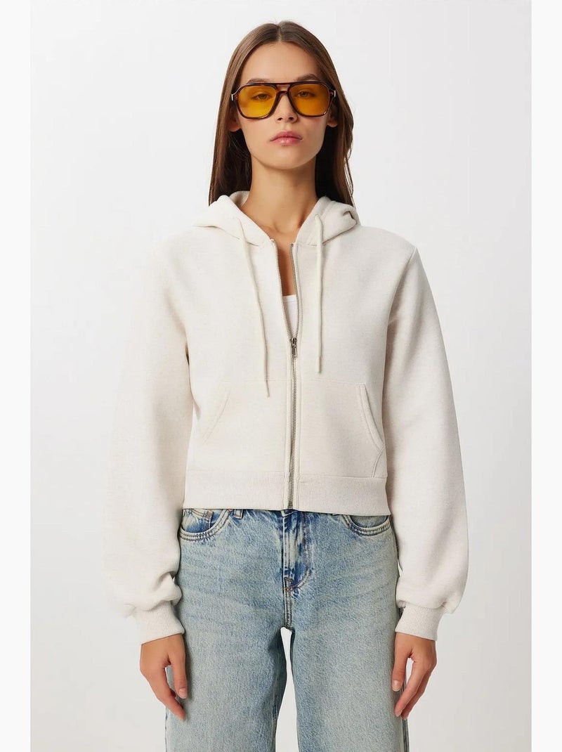 Comfortabele sweatshirt met capuchon en ritssluiting istanbul Klei-beige - Kiabi