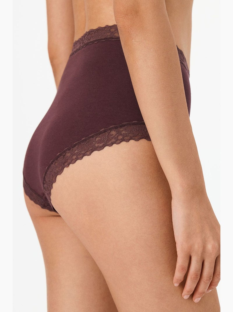 Comfy katoen hoge taille slip penti Bordeauxrood - Kiabi