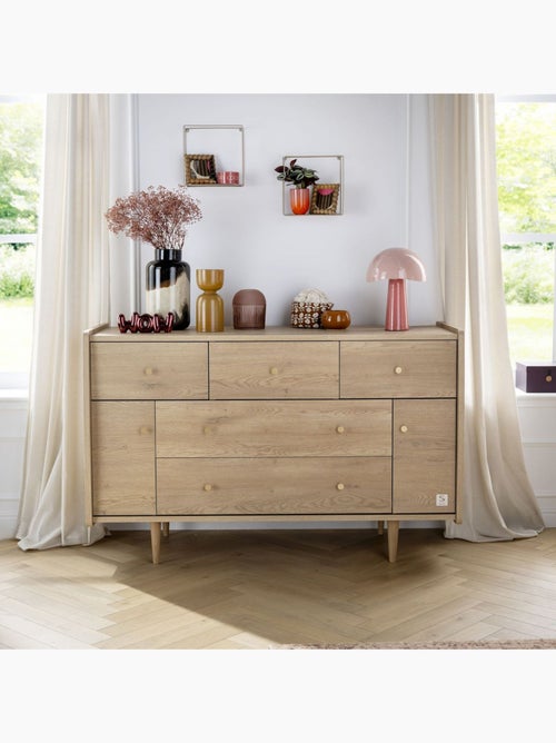 Commode 5 tiroirs et 2 portes pieds bois et poignées métal - sauthon - Kiabi Commode 5 tiroirs et 2 portes pieds bois et poignées métal - sauthon - Kiabi